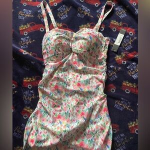 Floral Print Dress with Pink and Green Accents